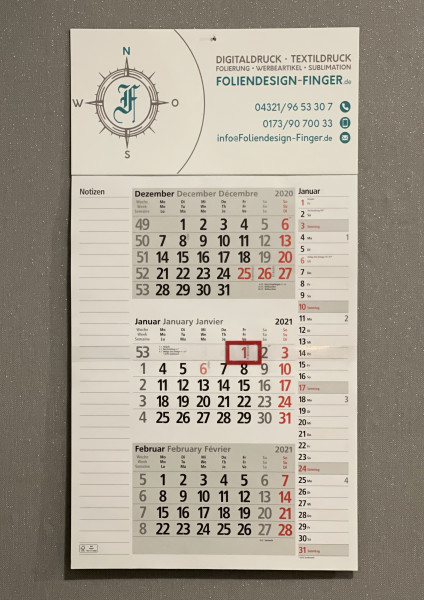 3-Monatskalender-Kalender-Foliendesign-Finger