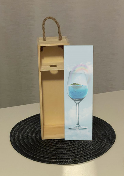 Geschenk-Weinbox aus Holz mit Tragekordel